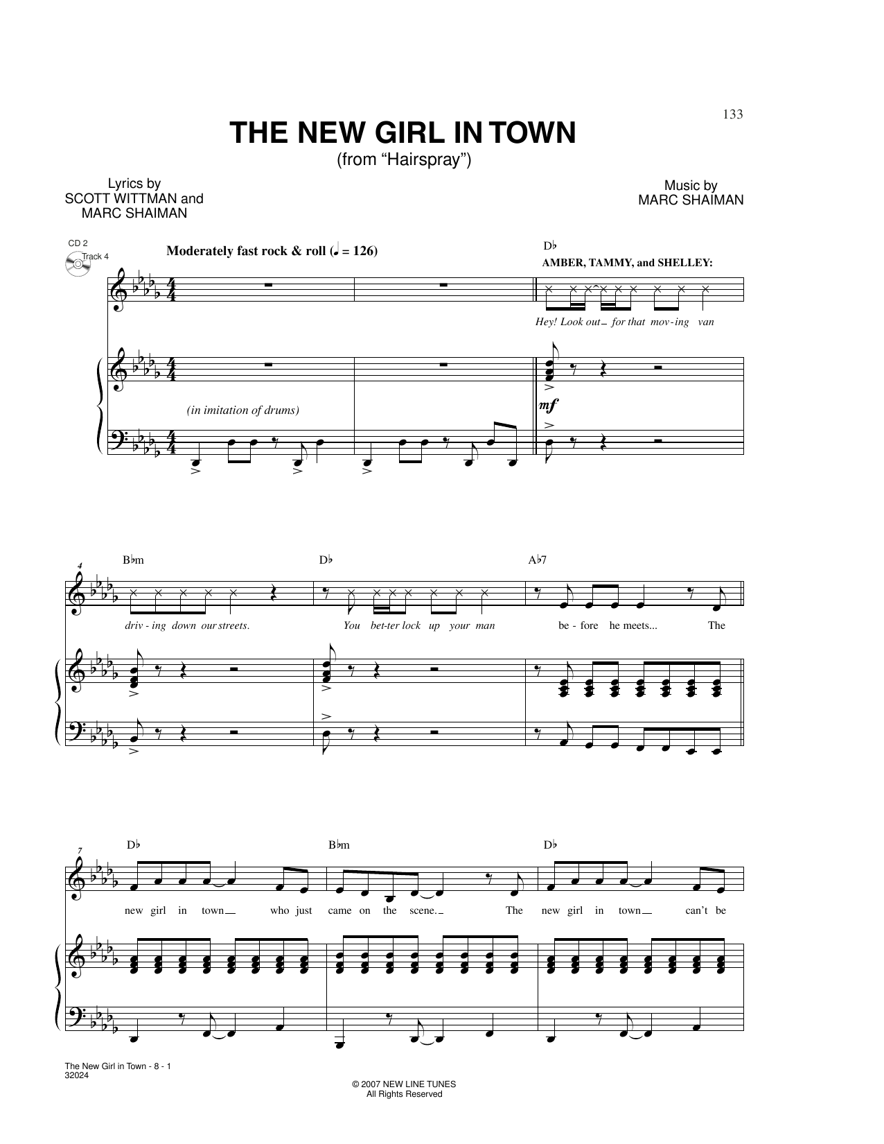 Marc Shaiman & Scott Wittman The New Girl In Town (from Hairspray) Sheet Music