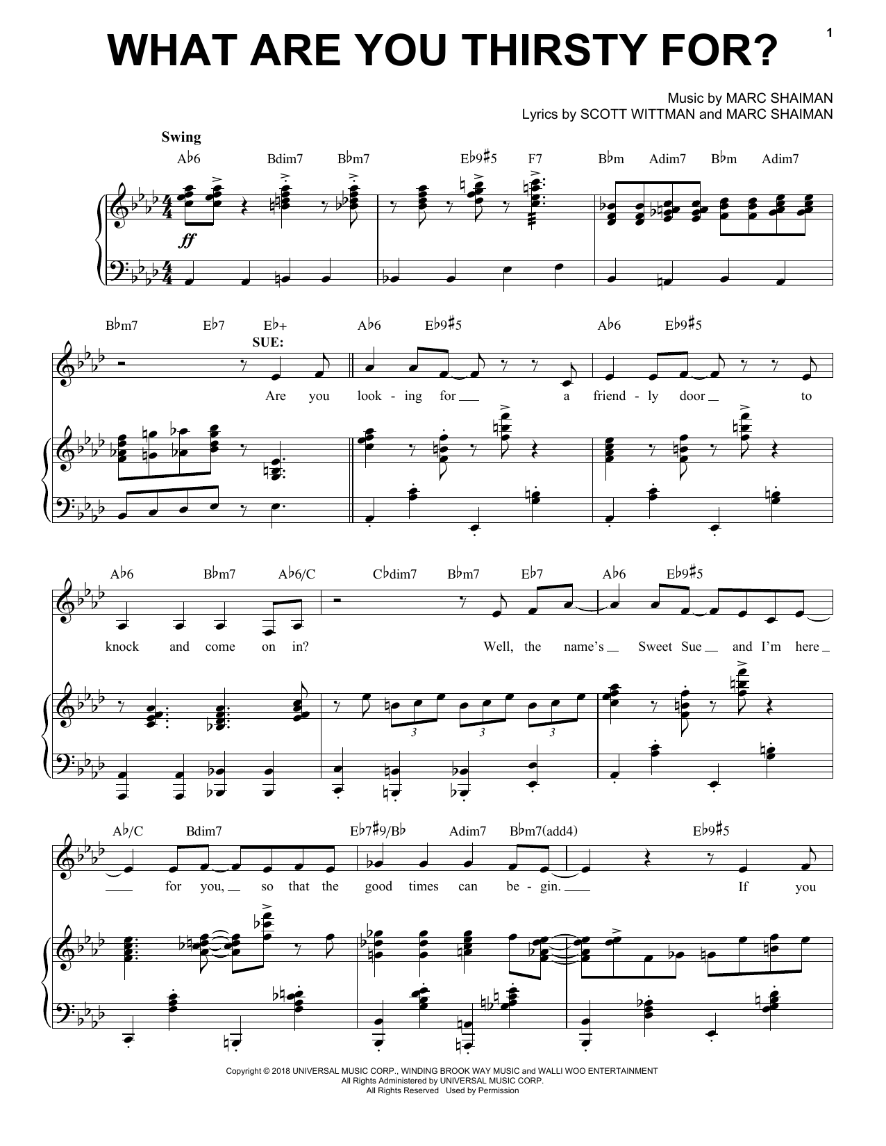 Marc Shaiman & Scott Wittman What Are You Thirsty For? (from Some Like It Hot) Sheet Music
