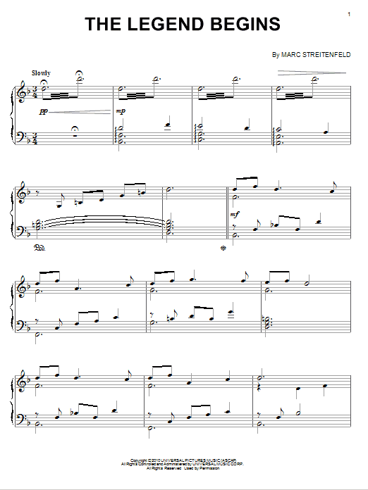 Marc Streitenfeld The Legend Begins Sheet Music