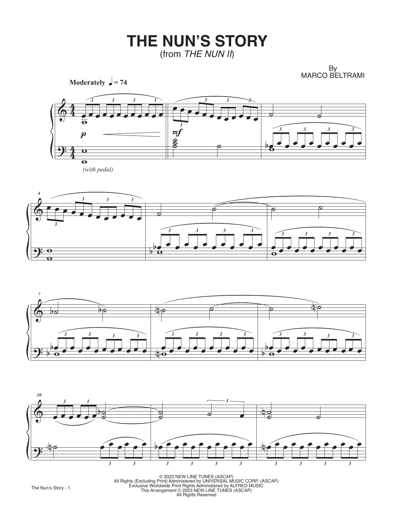 Marco Beltrami The Nun's Story (from The Nun II) Sheet Music