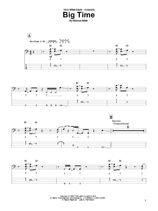 Marcus Miller Big Time Sheet Music