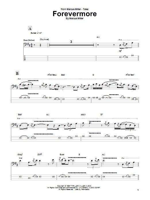 Marcus Miller Forevermore Sheet Music