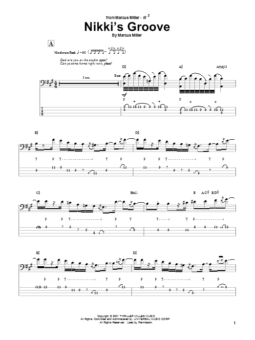 Marcus Miller Nikki's Groove Sheet Music