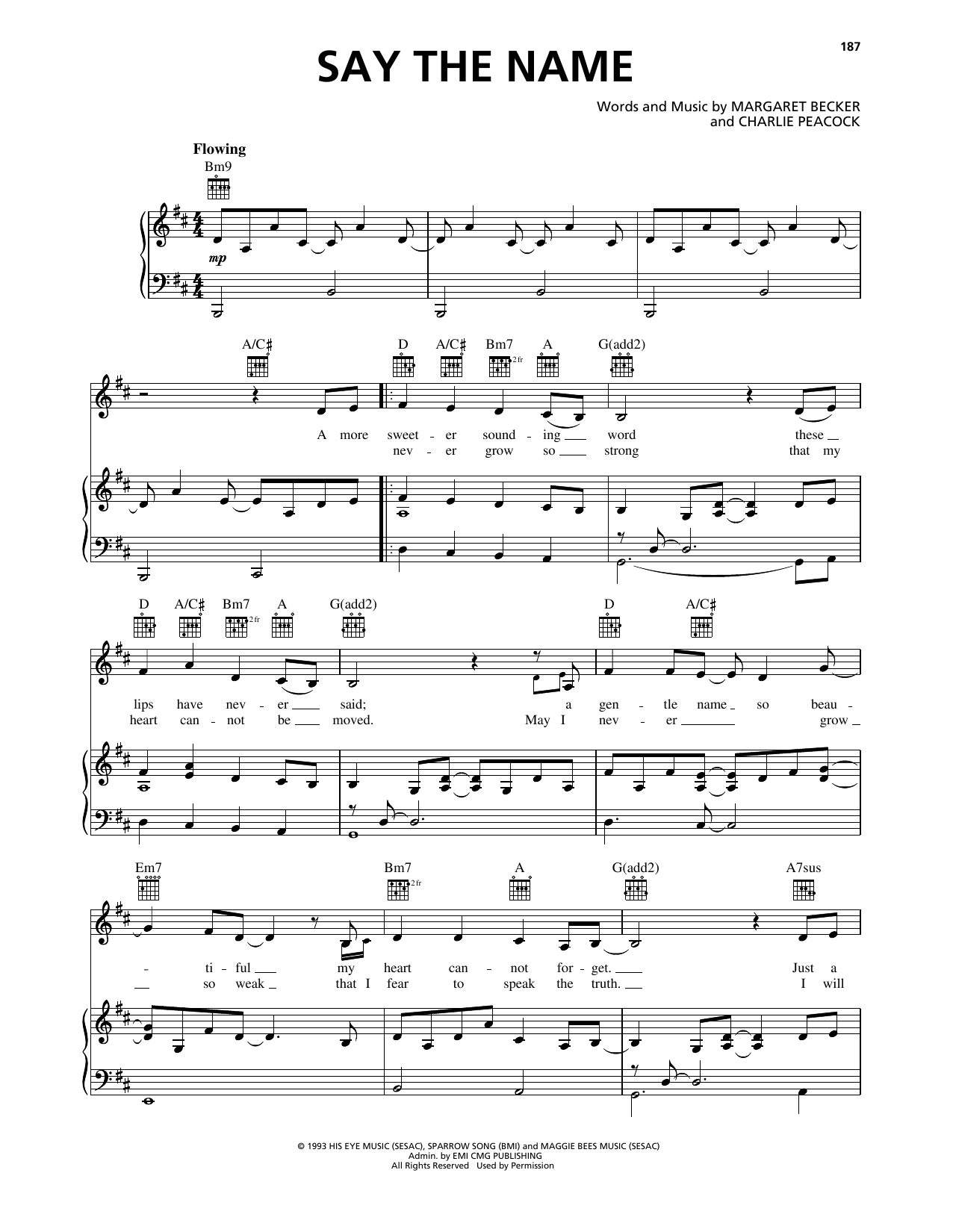 Margaret Becker Say The Name Sheet Music
