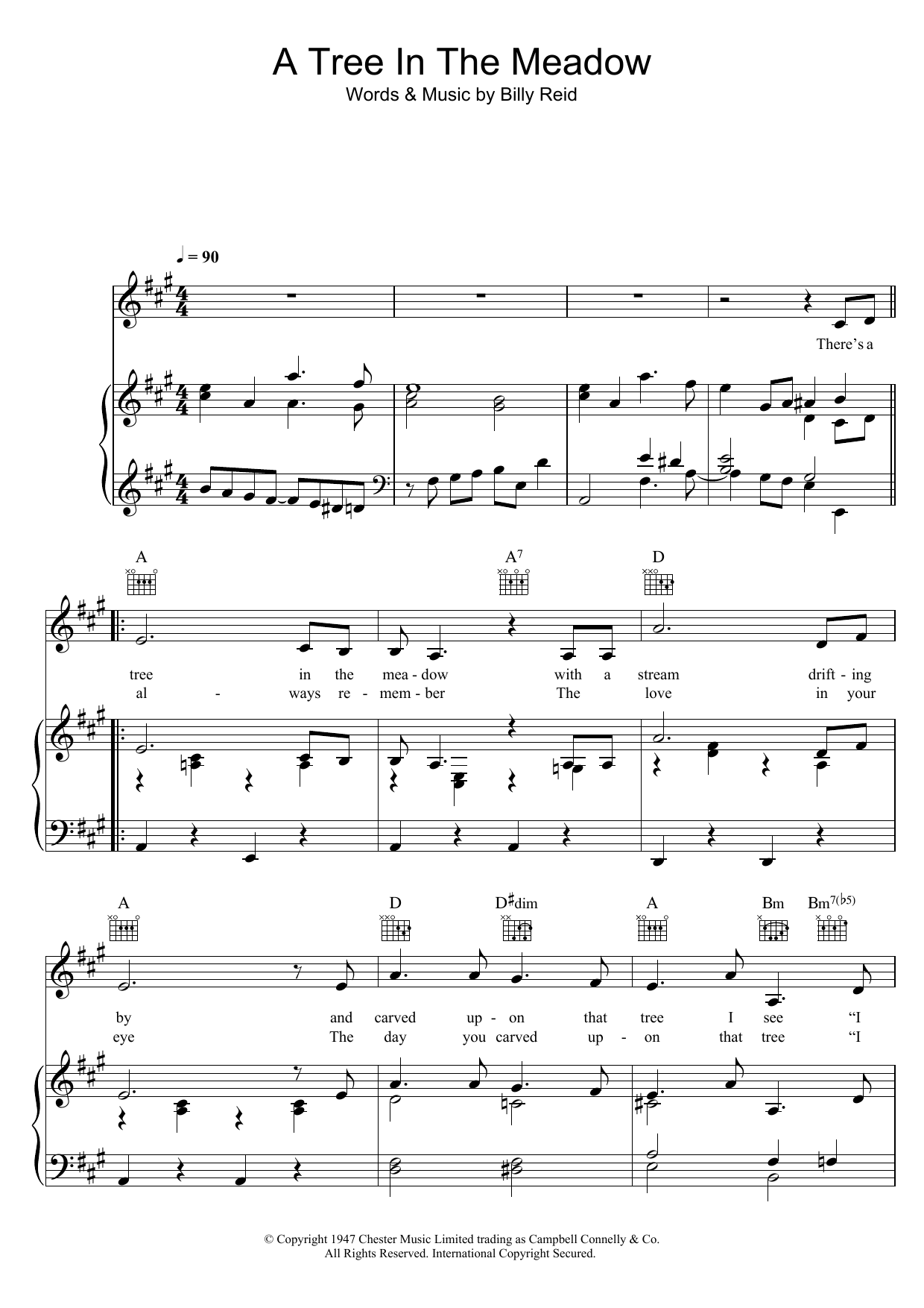 Margaret Whiting A Tree In The Meadow Sheet Music