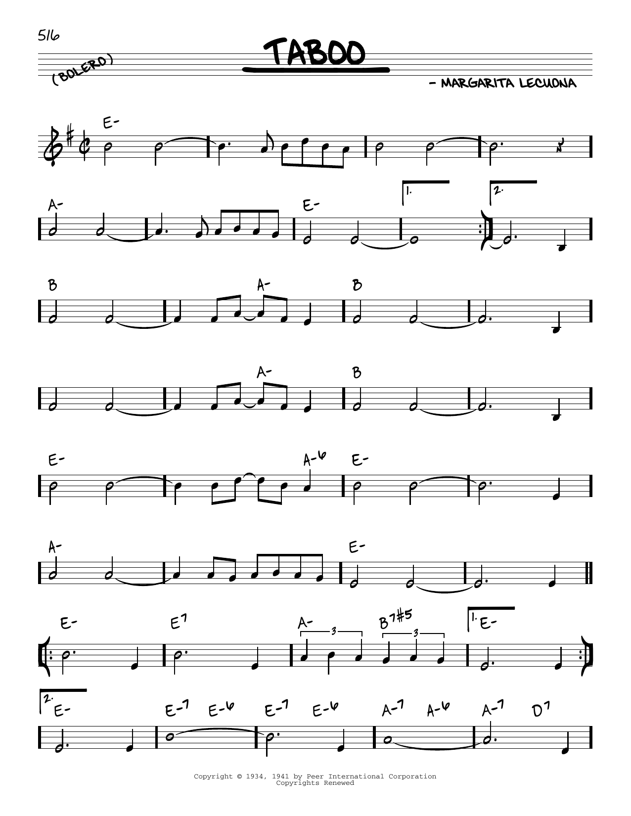 Margarita Lecuona Taboo Sheet Music