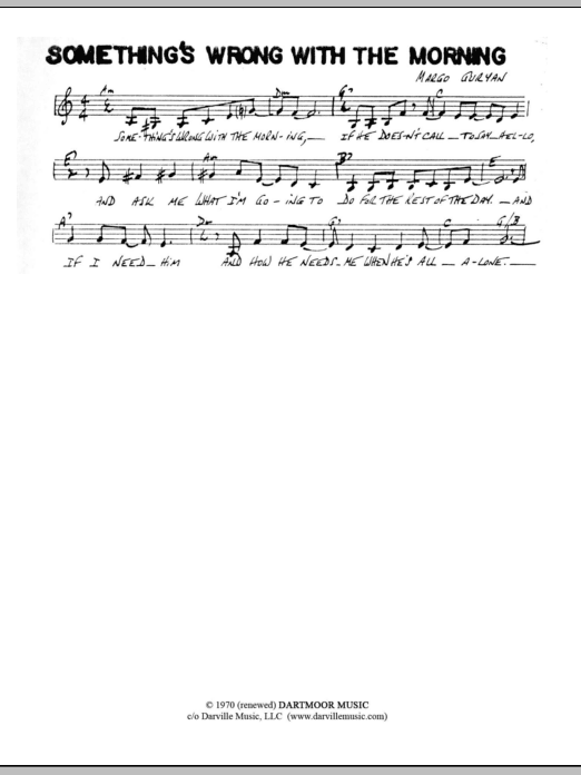 Margo Guryan Something's Wrong With The Morning Sheet Music