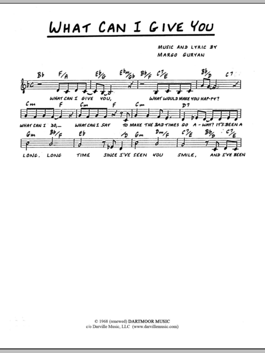 Margo Guryan What Can I Give You Sheet Music