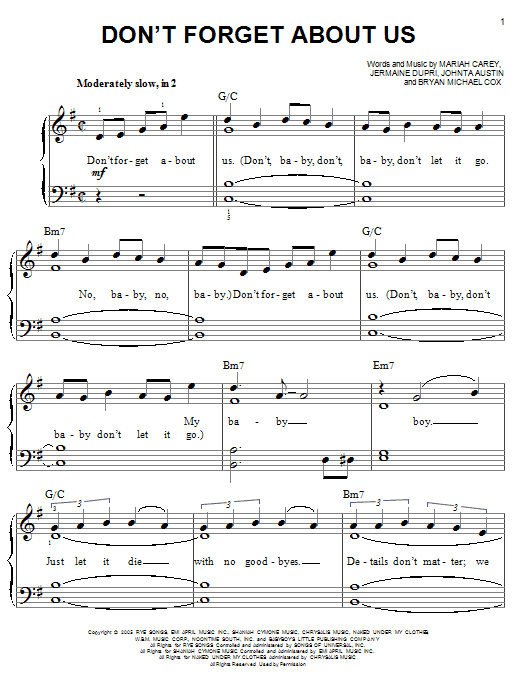 Mariah Carey Don't Forget About Us Sheet Music