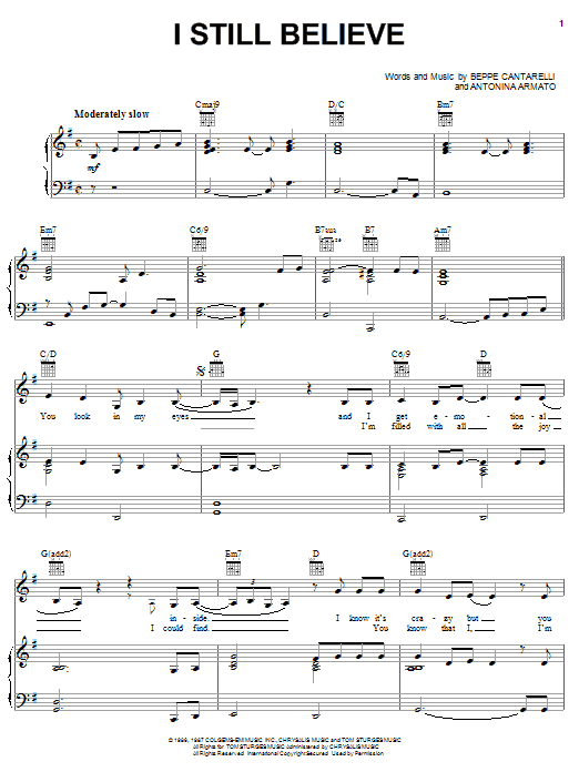 Mariah Carey I Still Believe Sheet Music