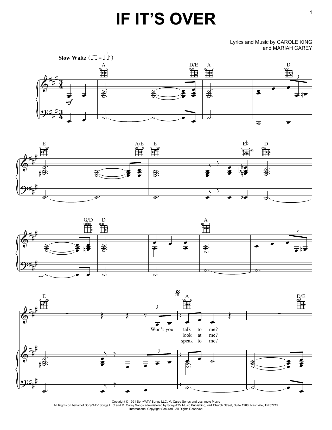 Mariah Carey If It's Over Sheet Music
