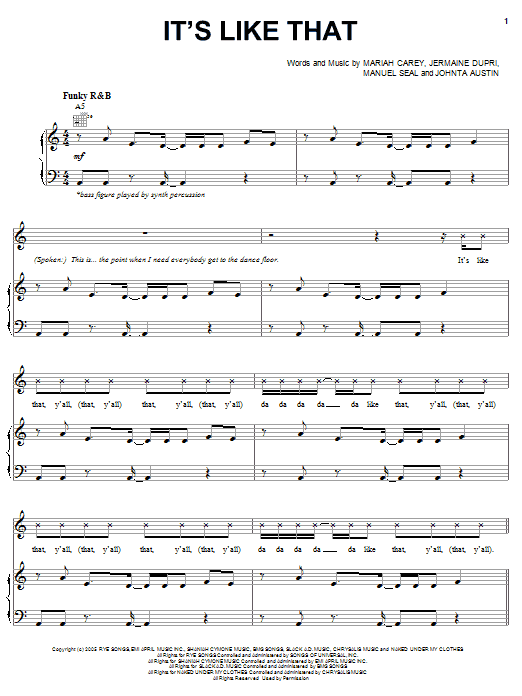 Mariah Carey It's Like That Sheet Music