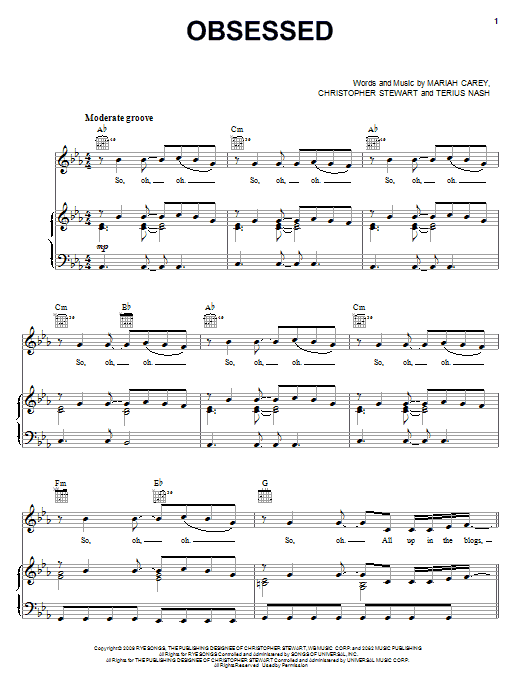Mariah Carey Obsessed Sheet Music