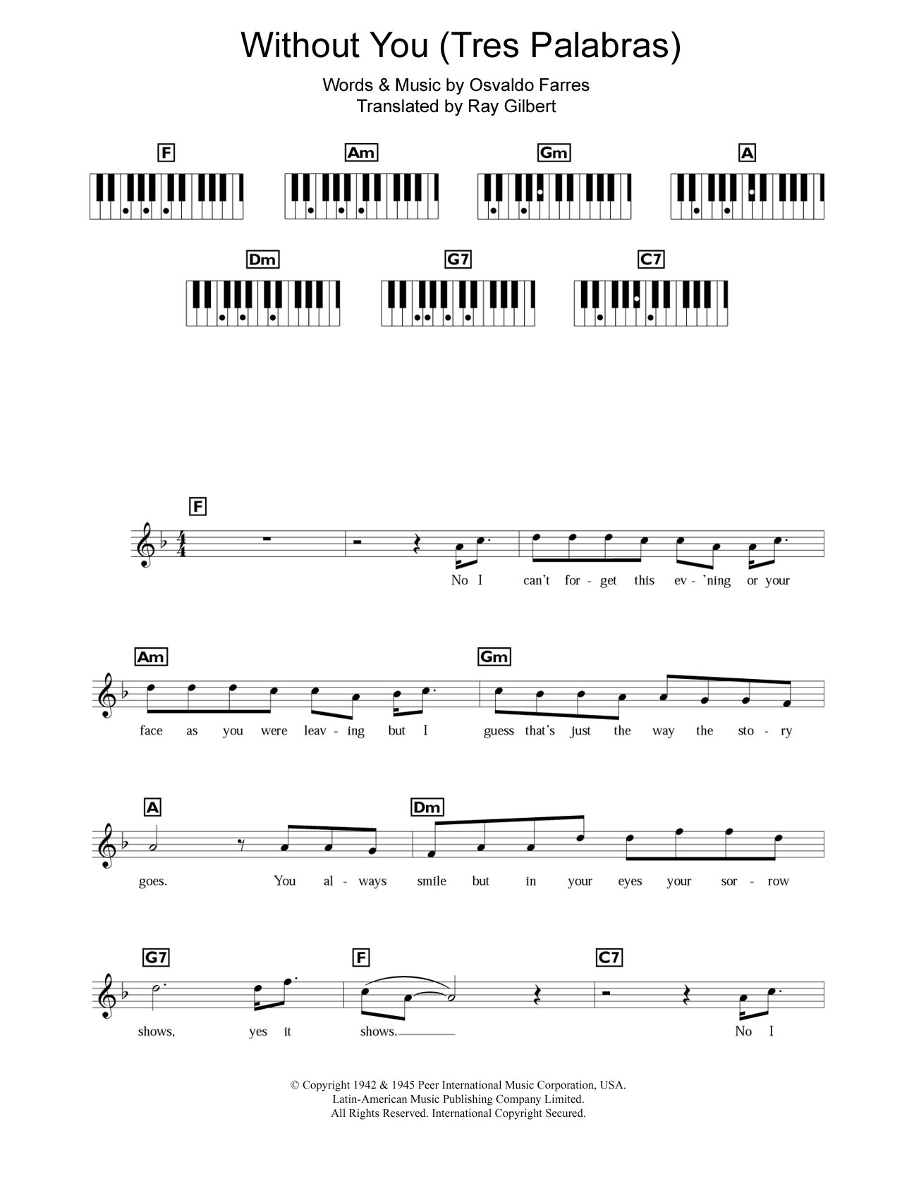 Mariah Carey Without You (Tres Palabras) Sheet Music