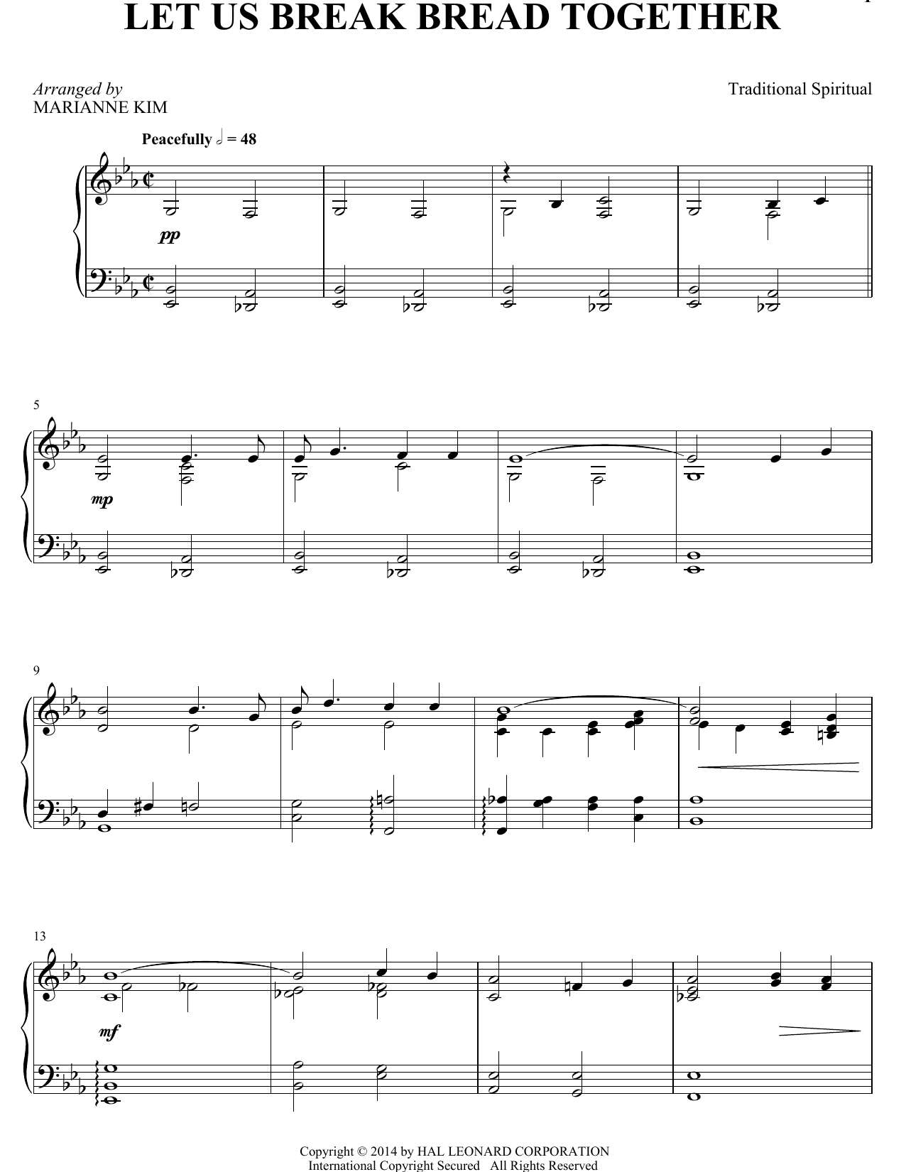 Marianne Kim Let Us Break Bread Together Sheet Music