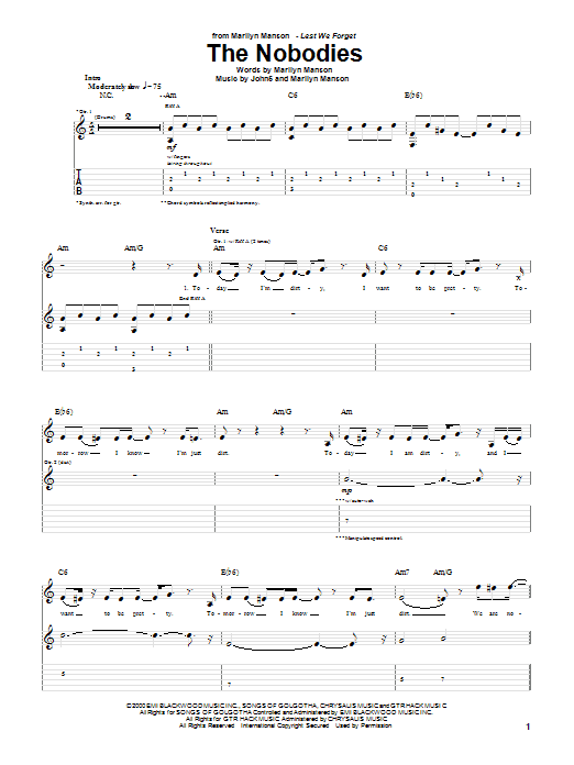 Marilyn Manson The Nobodies Sheet Music
