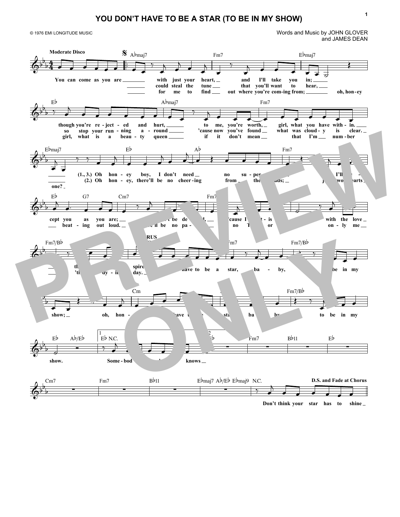 Marilyn McCoo and Billy Davis, Jr. You Don't Have To Be A Star (To Be In My Show) Sheet Music