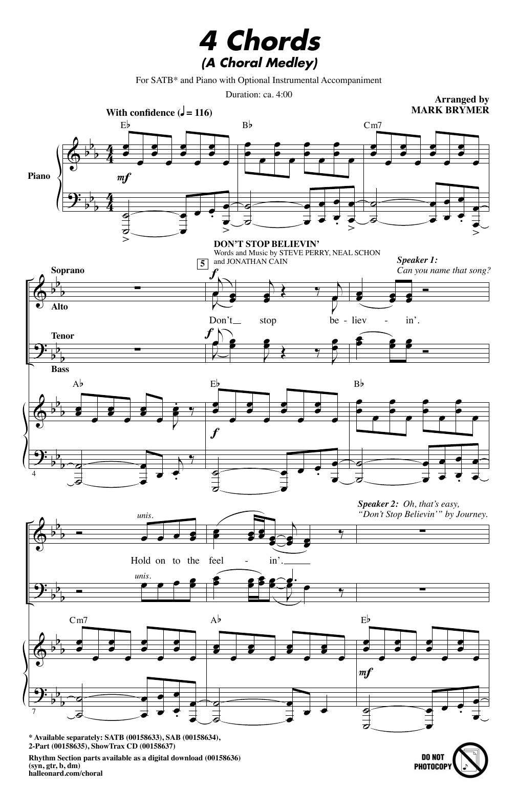 Mark Brymer 4 Chords (A Choral Medley) Sheet Music