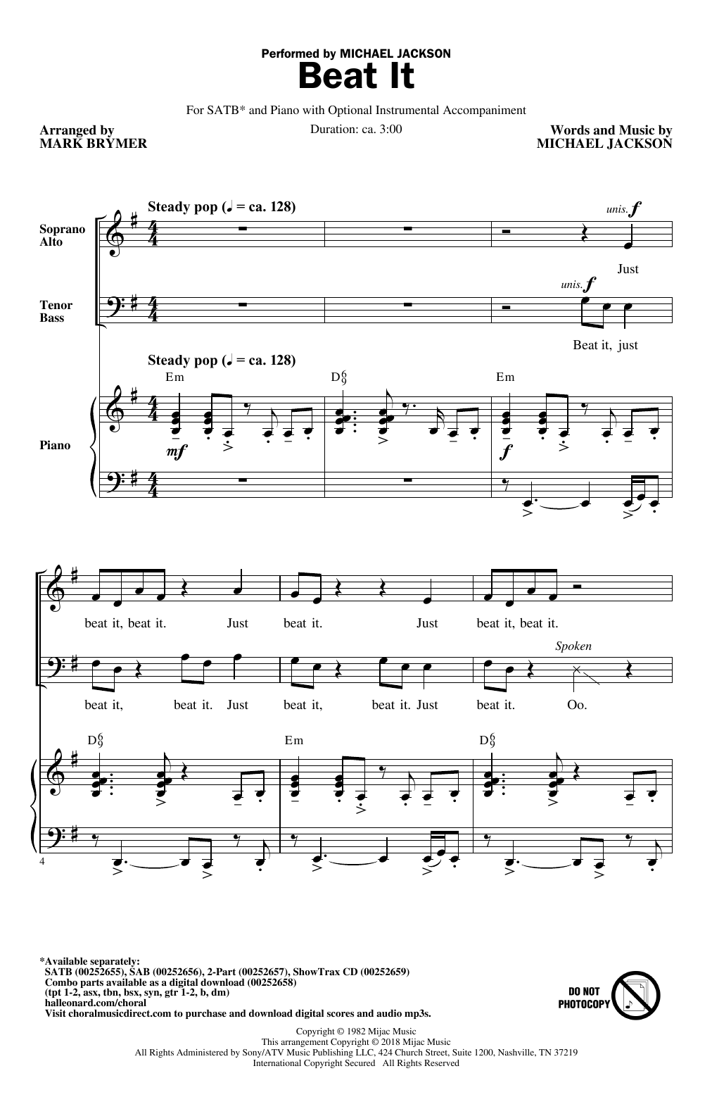 Mark Brymer Beat It Sheet Music