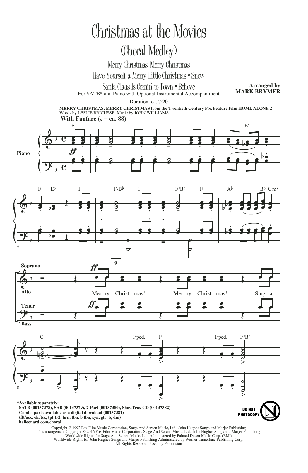 Mark Brymer Christmas At The Movies (Choral Medley) Sheet Music