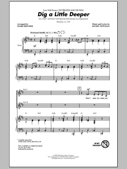 Mark Brymer Dig A Little Deeper (from The Princess And The Frog) Sheet Music
