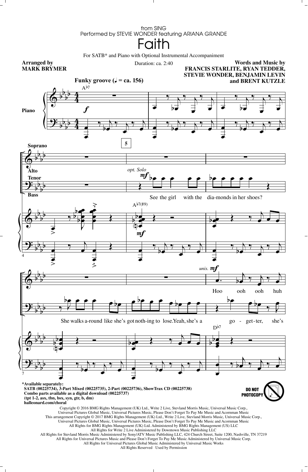 Mark Brymer Faith Sheet Music