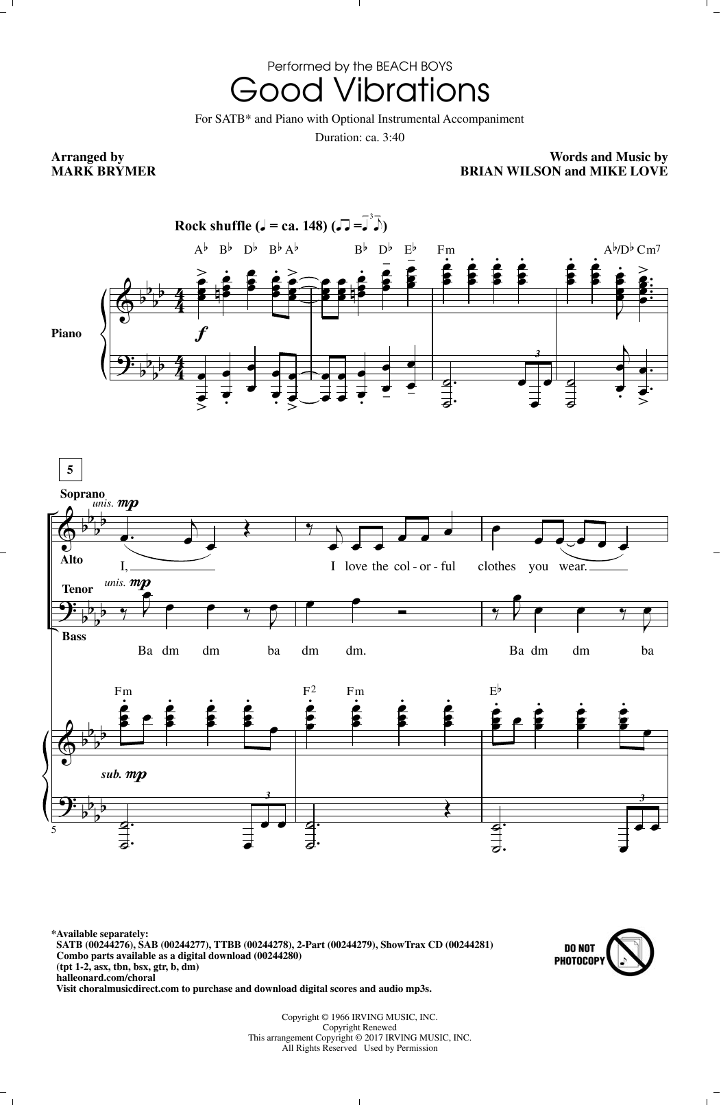 Mark Brymer Good Vibrations Sheet Music