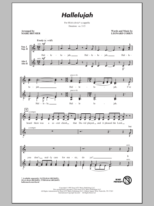 Mark Brymer Hallelujah Sheet Music