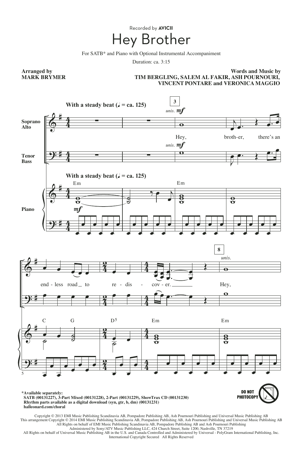Mark Brymer Hey Brother Sheet Music