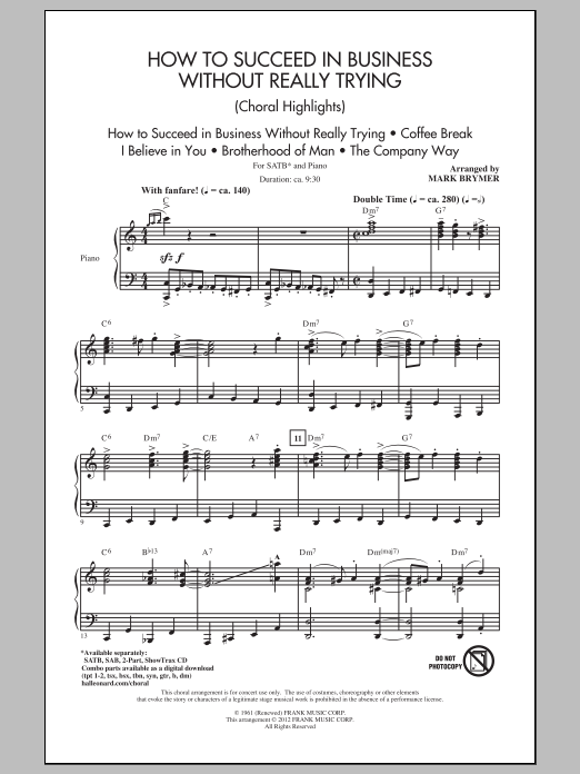 Mark Brymer How To Succeed In Business Without Really Trying (Choral Highlights) Sheet Music
