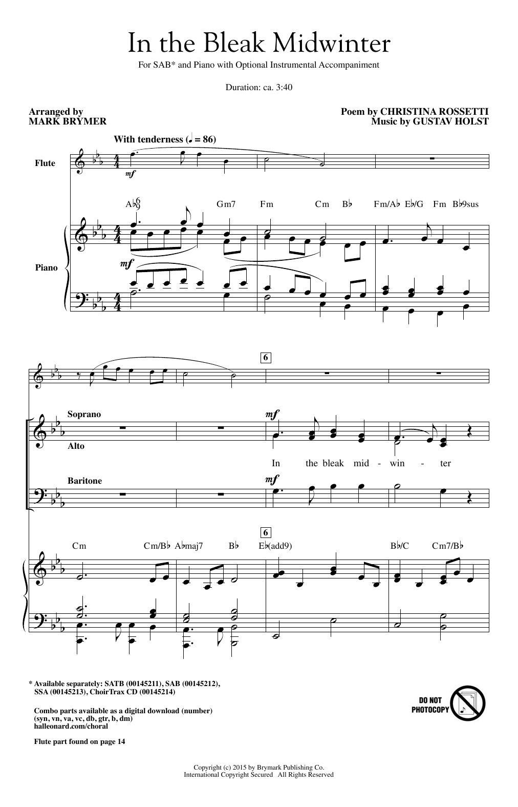 Mark Brymer In The Bleak Midwinter Sheet Music