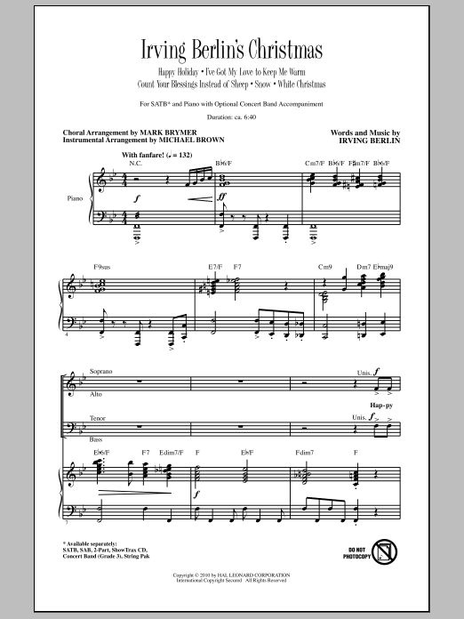 Mark Brymer Irving Berlin's Christmas (Medley) Sheet Music
