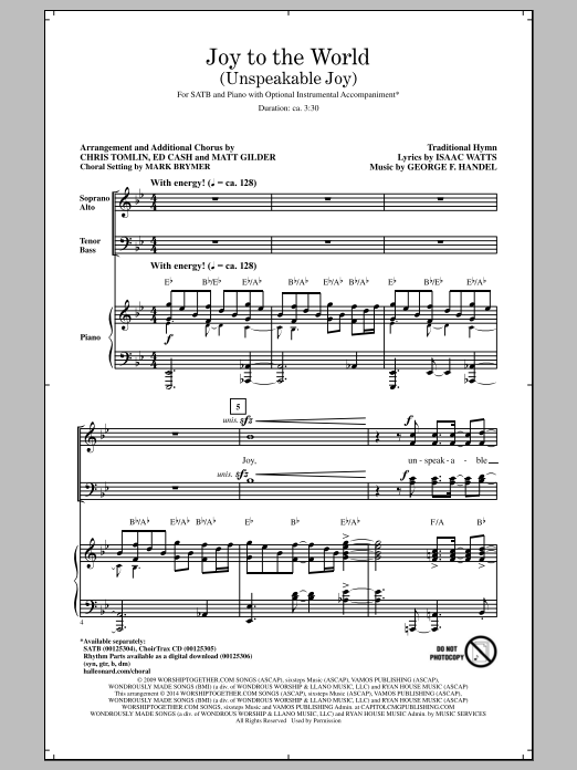 Mark Brymer Joy To The World (Unspeakable Joy) Sheet Music