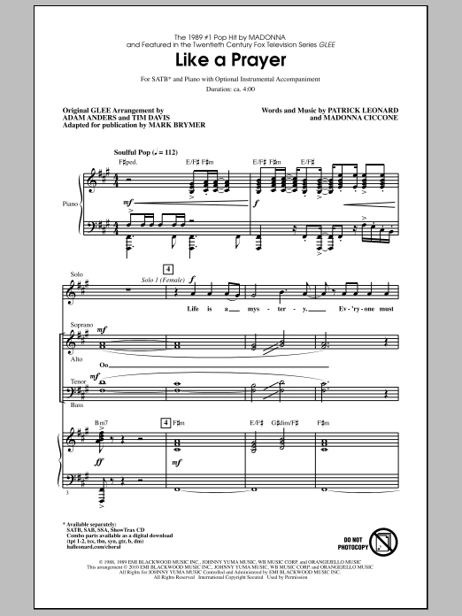 Mark Brymer Like A Prayer Sheet Music