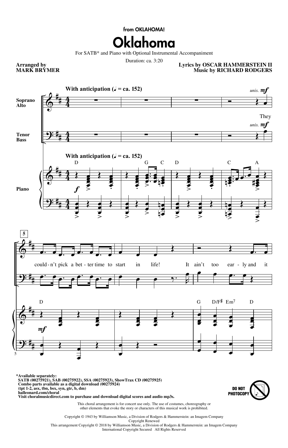 Mark Brymer Oklahoma (from Oklahoma!) Sheet Music