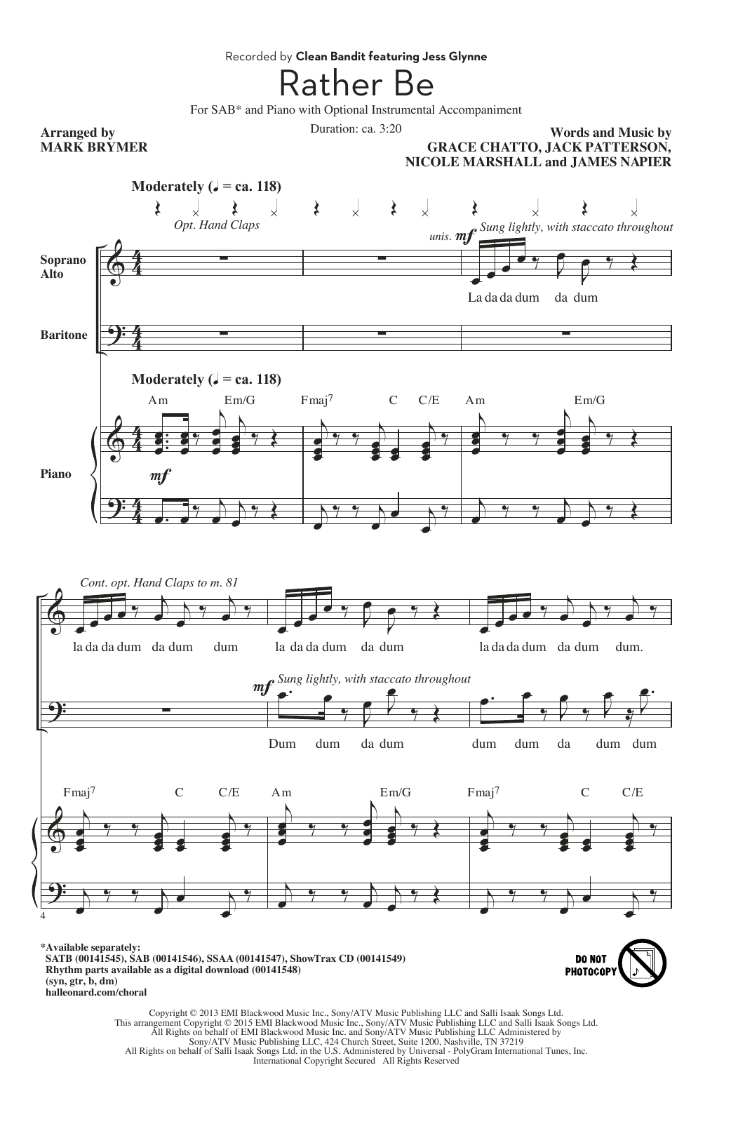 Mark Brymer Rather Be Sheet Music