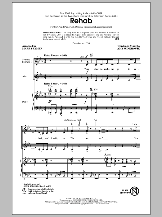 Mark Brymer Rehab Sheet Music