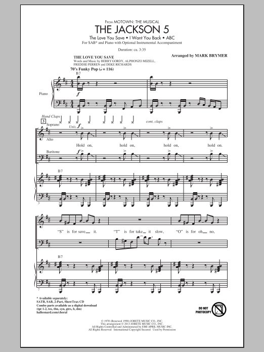 Mark Brymer The Jackson 5 (from Motown the Musical) Sheet Music
