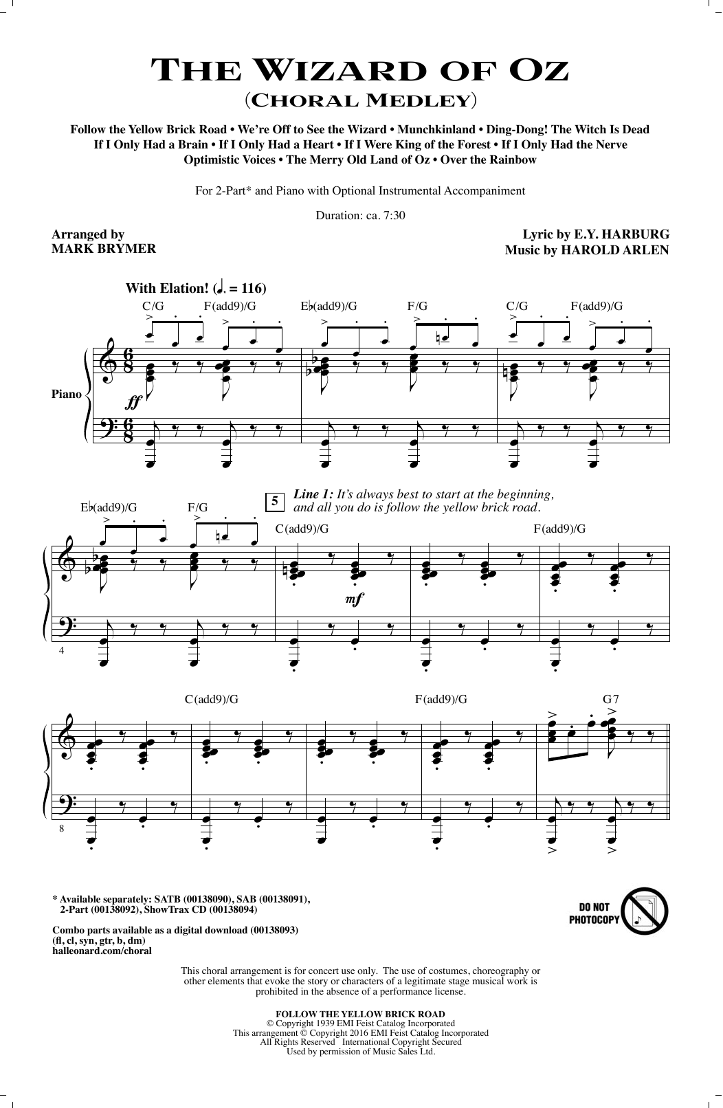 Mark Brymer The Wizard of Oz (Choral Medley) Sheet Music