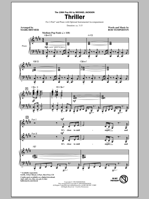 Mark Brymer Thriller Sheet Music