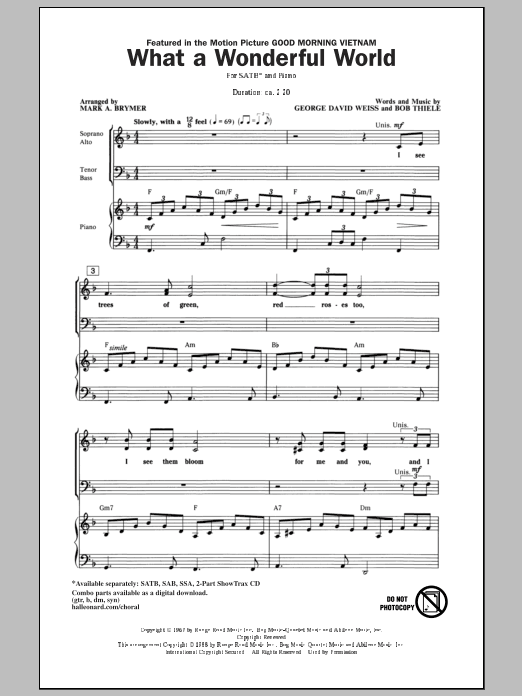 Mark Brymer What A Wonderful World Sheet Music