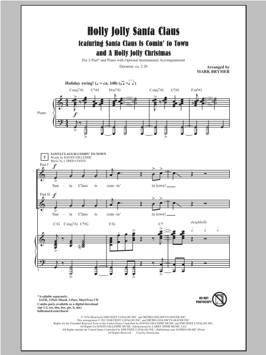 Mark Brymer A Holly Jolly Christmas Sheet Music