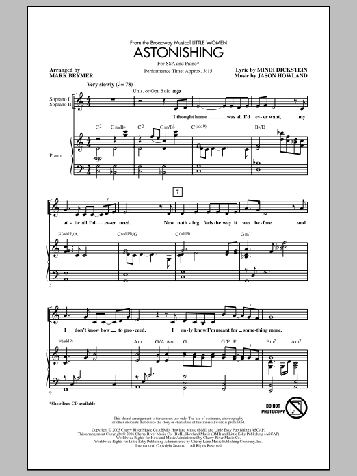 Mark Brymer Astonishing Sheet Music