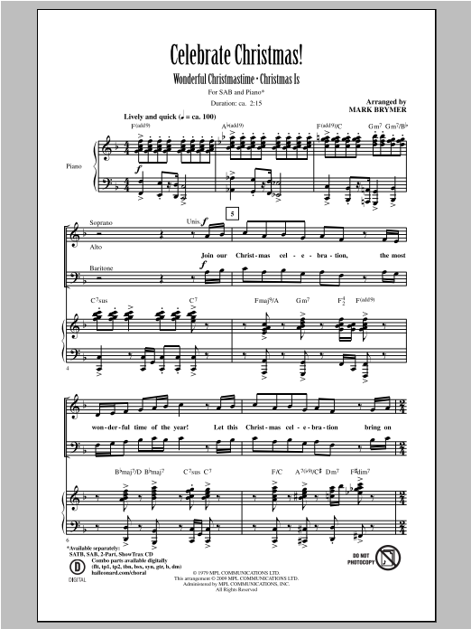 Mark Brymer Celebrate Christmas! (Medley) Sheet Music