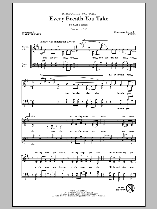 Mark Brymer Every Breath You Take Sheet Music