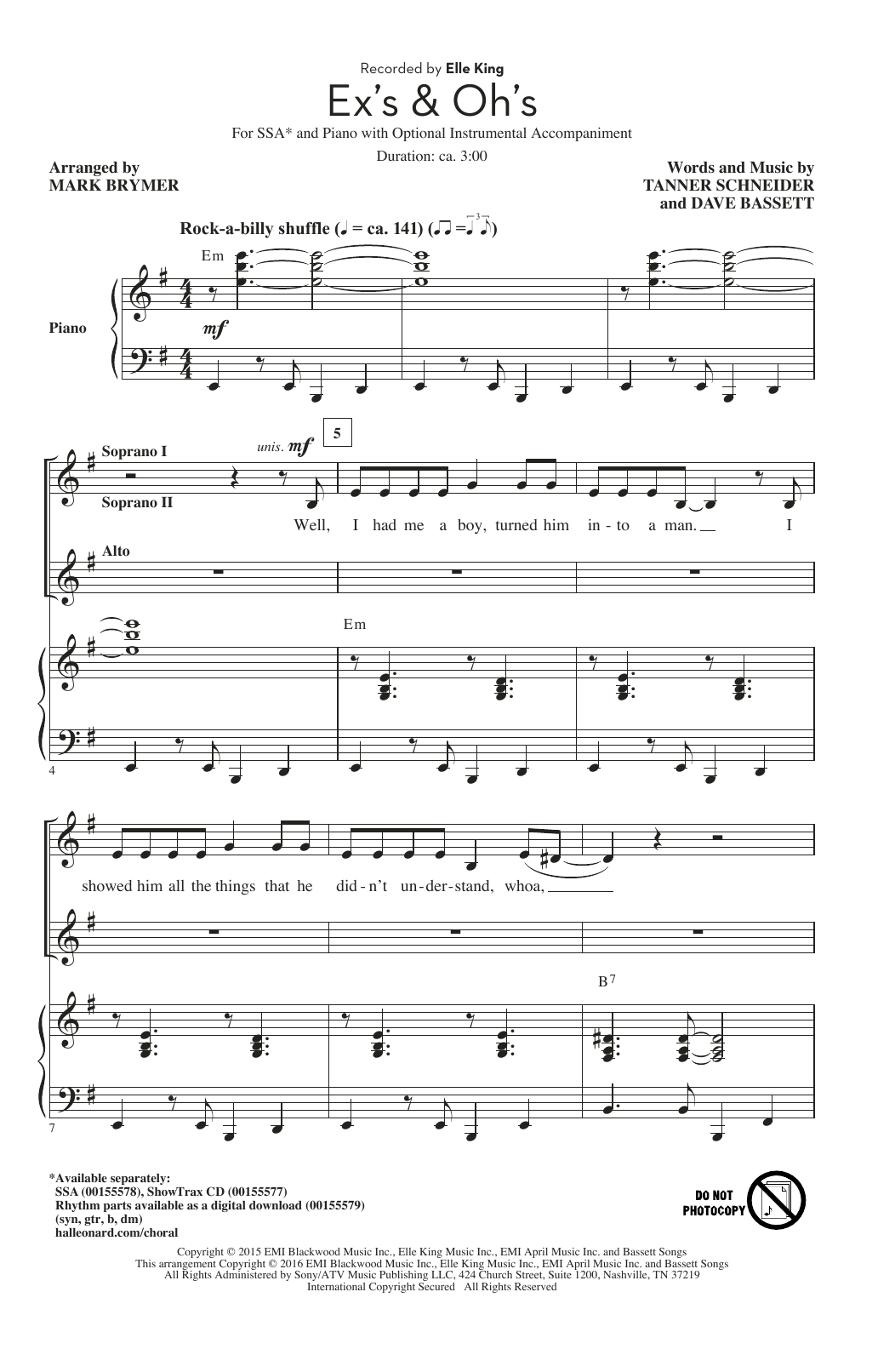 Mark Brymer Ex's & Oh's Sheet Music