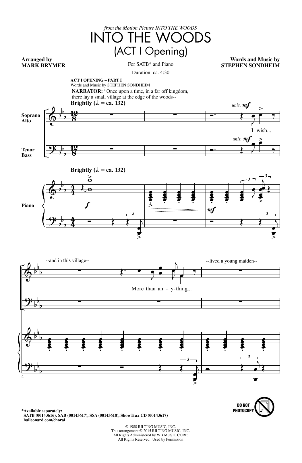 Mark Brymer Into The Woods (Act I Opening) - Part I Sheet Music