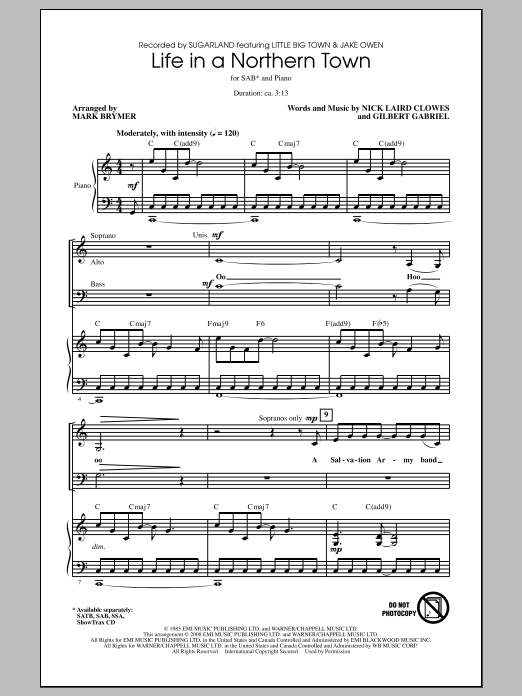 Mark Brymer Life In A Northern Town Sheet Music