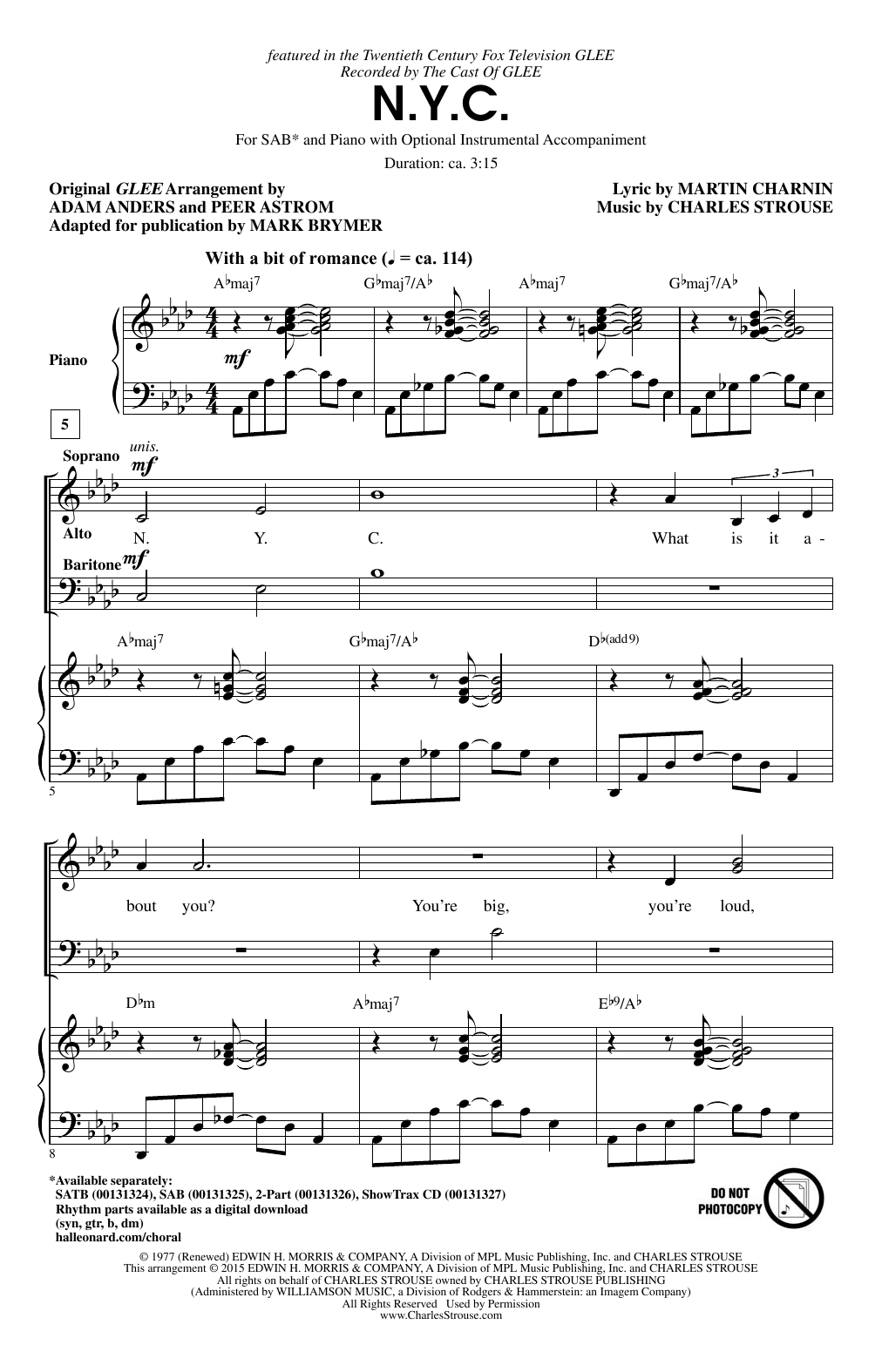 Mark Brymer N.Y.C. Sheet Music