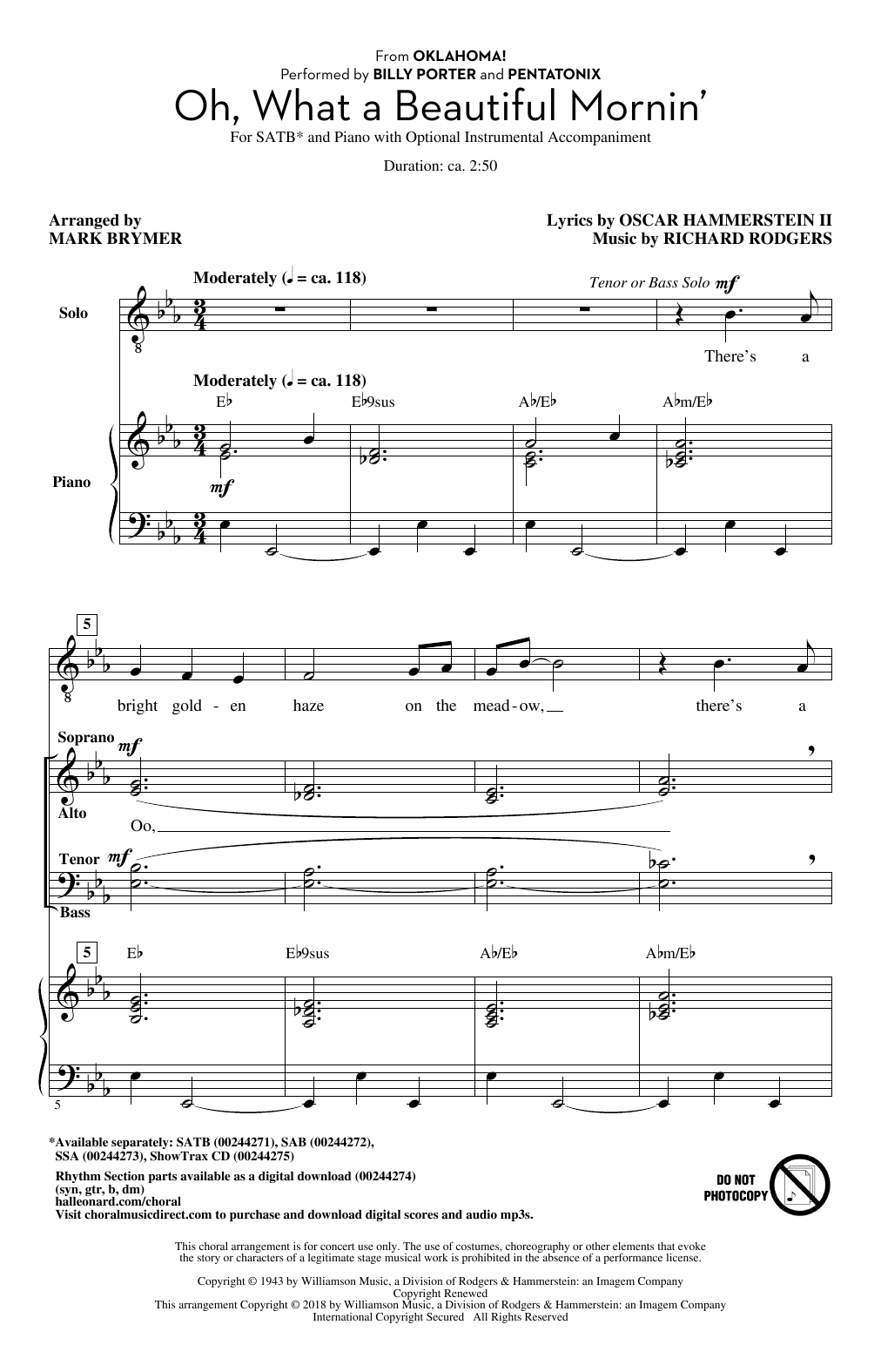 Mark Brymer Oh, What A Beautiful Mornin' (from Oklahoma!) Sheet Music